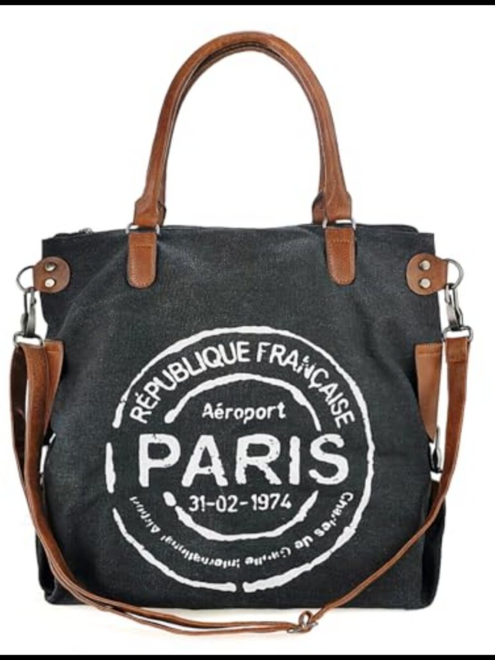 Large Canvas Tote Bag with Zipper Crossbody Shoulder Bag Hobo Handbag